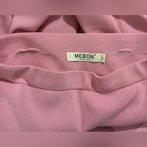NWT Mebon By Machine Blush Pink Crisscross Ribbed Crop Sweater & Skirt Set L - Picture 6 of 11